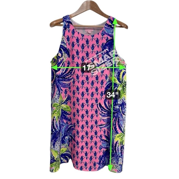 Lilly Pulitzer Jackie Pink Sunset Pecking Order Silk Shift Dress Women’s Small - Picture 12 of 12